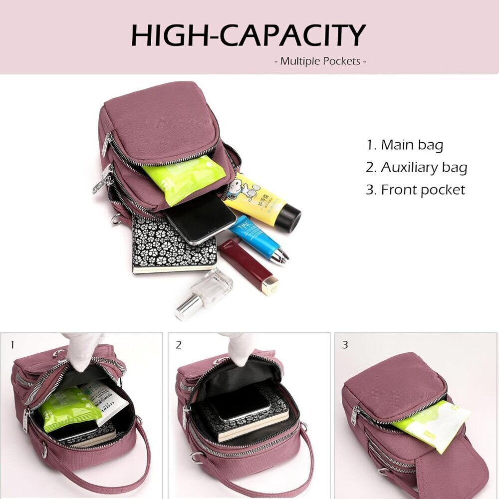 Women Small Crossbody Bag Nylon Multi Pocket Shoulder Purse for Daily Use - Picture 5 of 7